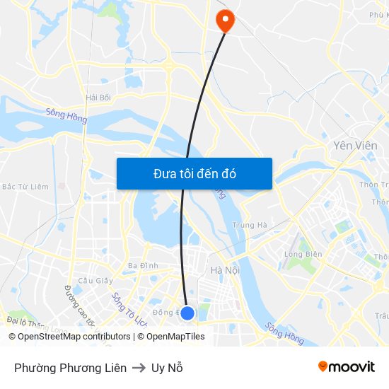 Phường Phương Liên to Uy Nỗ map