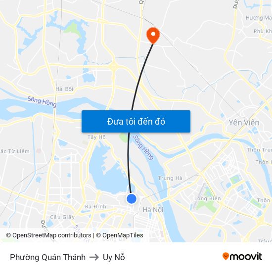 Phường Quán Thánh to Uy Nỗ map