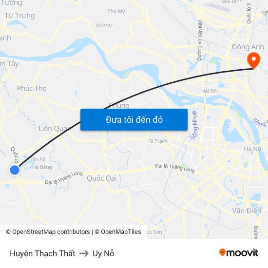 Huyện Thạch Thất to Uy Nỗ map