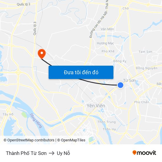 Thành Phố Từ Sơn to Uy Nỗ map