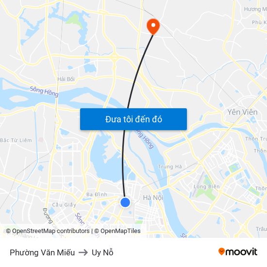 Phường Văn Miếu to Uy Nỗ map