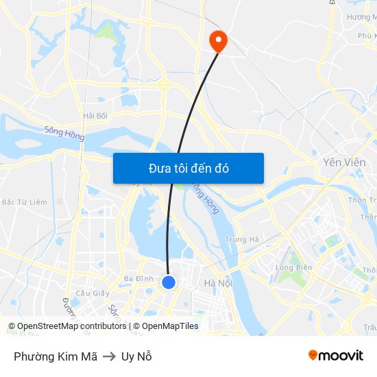 Phường Kim Mã to Uy Nỗ map