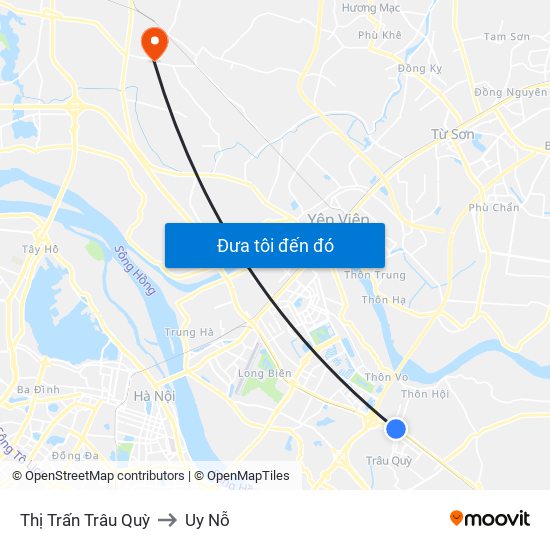 Thị Trấn Trâu Quỳ to Uy Nỗ map