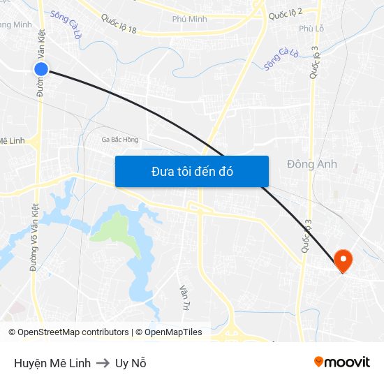 Huyện Mê Linh to Uy Nỗ map