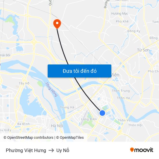 Phường Việt Hưng to Uy Nỗ map