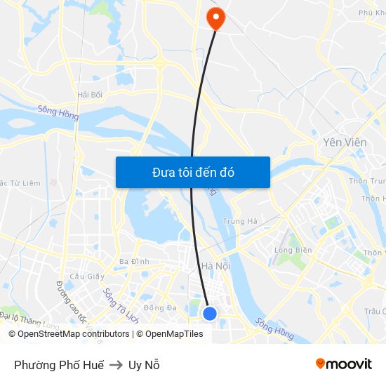 Phường Phố Huế to Uy Nỗ map