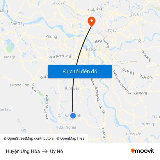 Huyện Ứng Hòa to Uy Nỗ map