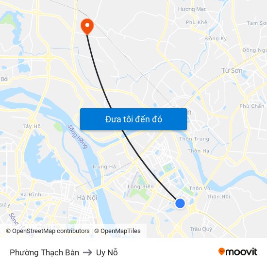 Phường Thạch Bàn to Uy Nỗ map