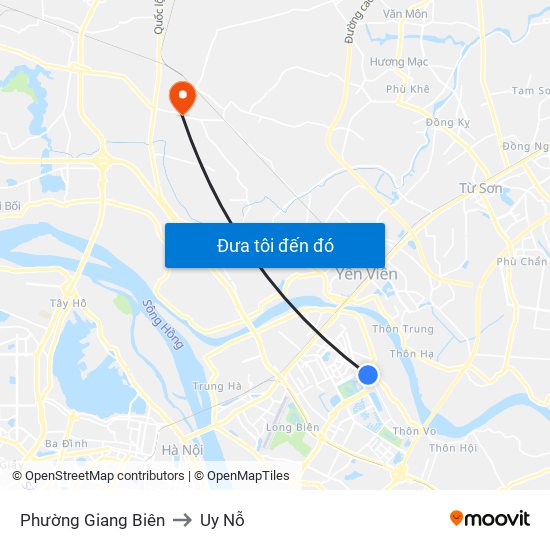 Phường Giang Biên to Uy Nỗ map