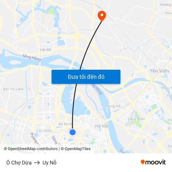 Ô Chợ Dừa to Uy Nỗ map