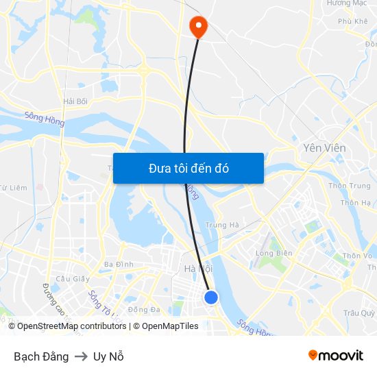 Bạch Đằng to Uy Nỗ map