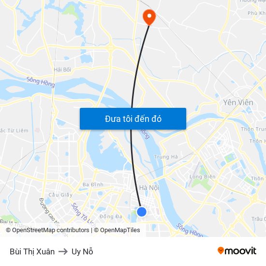 Bùi Thị Xuân to Uy Nỗ map