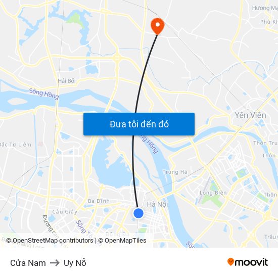 Cửa Nam to Uy Nỗ map