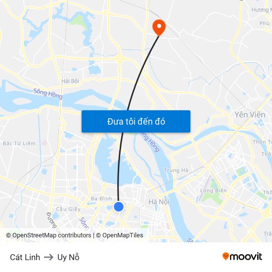 Cát Linh to Uy Nỗ map