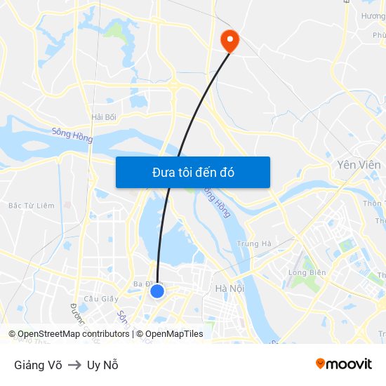 Giảng Võ to Uy Nỗ map