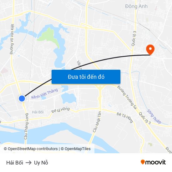 Hải Bối to Uy Nỗ map