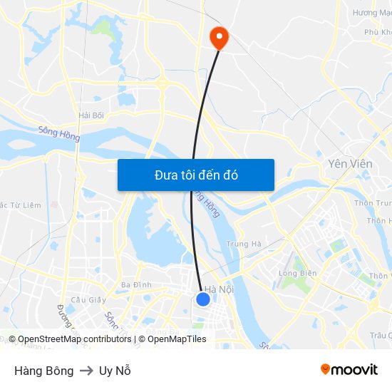 Hàng Bông to Uy Nỗ map