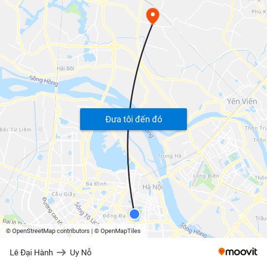 Lê Đại Hành to Uy Nỗ map