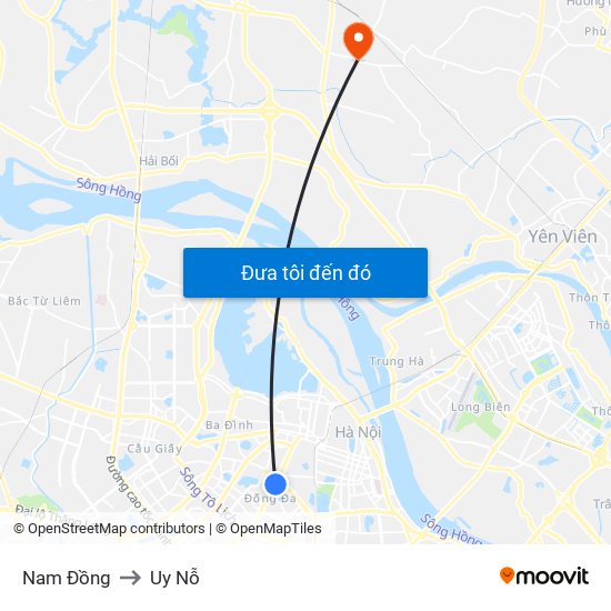 Nam Đồng to Uy Nỗ map