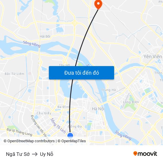 Ngã Tư Sở to Uy Nỗ map