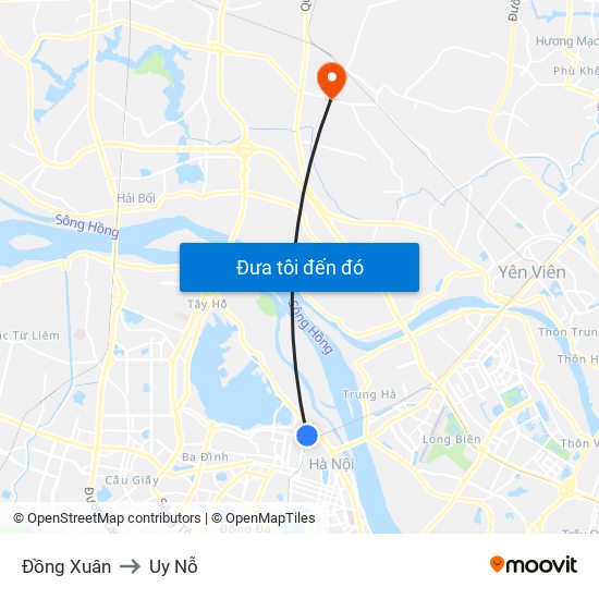 Đồng Xuân to Uy Nỗ map
