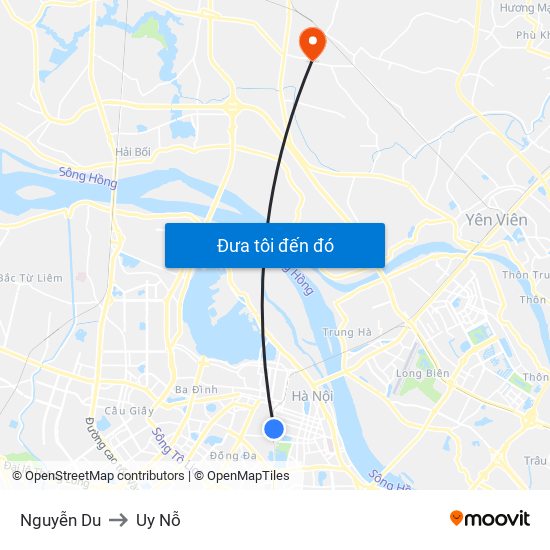 Nguyễn Du to Uy Nỗ map