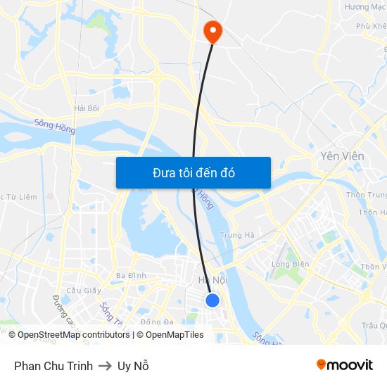 Phan Chu Trinh to Uy Nỗ map