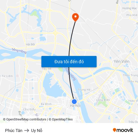 Phúc Tân to Uy Nỗ map