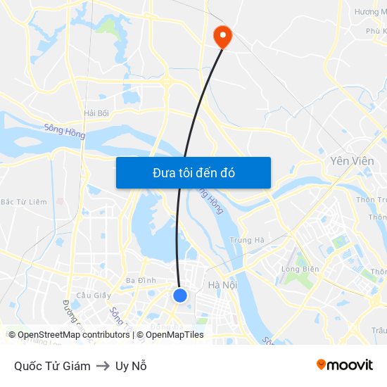 Quốc Tử Giám to Uy Nỗ map