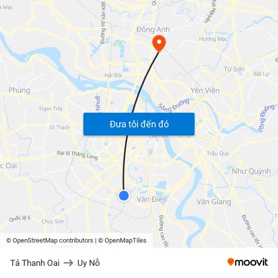 Tả Thanh Oai to Uy Nỗ map