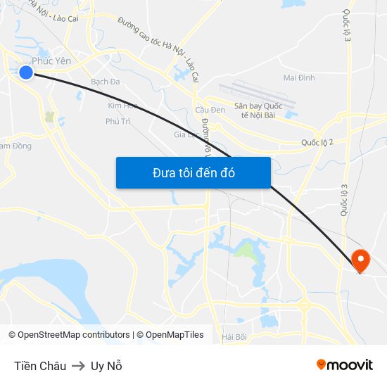 Tiền Châu to Uy Nỗ map