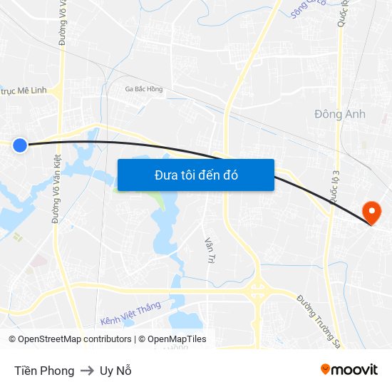 Tiền Phong to Uy Nỗ map
