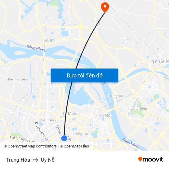 Trung Hòa to Uy Nỗ map