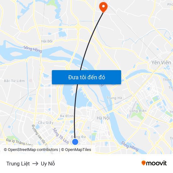 Trung Liệt to Uy Nỗ map