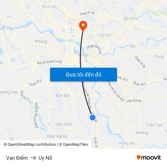 Vạn Điểm to Uy Nỗ map