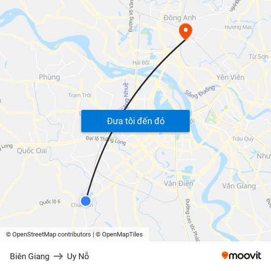 Biên Giang to Uy Nỗ map