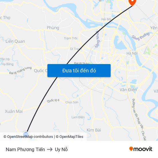 Nam Phương Tiến to Uy Nỗ map