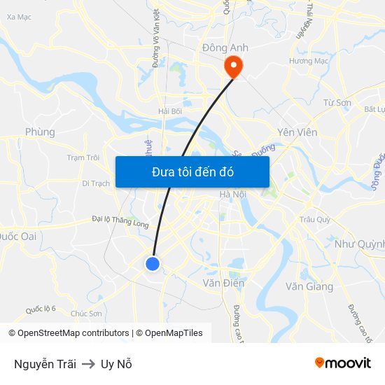 Nguyễn Trãi to Uy Nỗ map