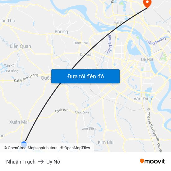 Nhuận Trạch to Uy Nỗ map