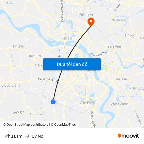 Phú Lãm to Uy Nỗ map