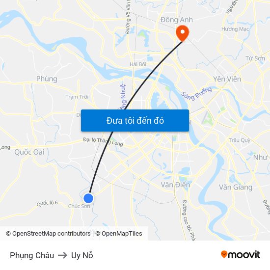 Phụng Châu to Uy Nỗ map