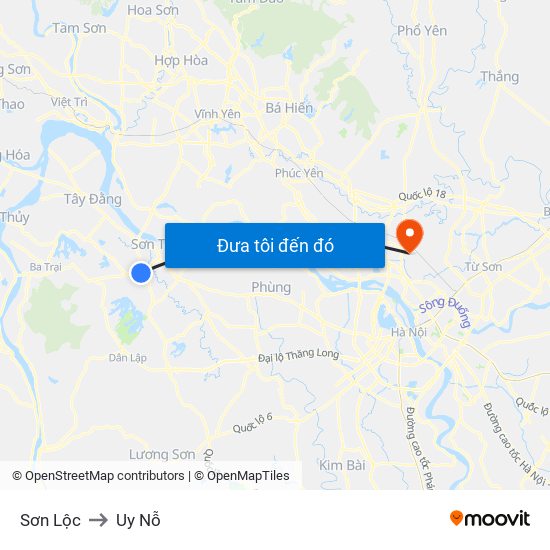 Sơn Lộc to Uy Nỗ map