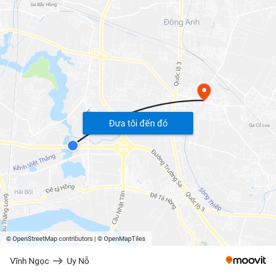 Vĩnh Ngọc to Uy Nỗ map