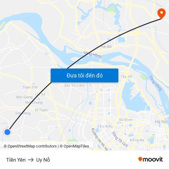 Tiền Yên to Uy Nỗ map