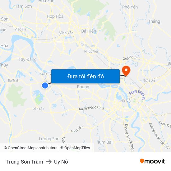 Trung Sơn Trầm to Uy Nỗ map