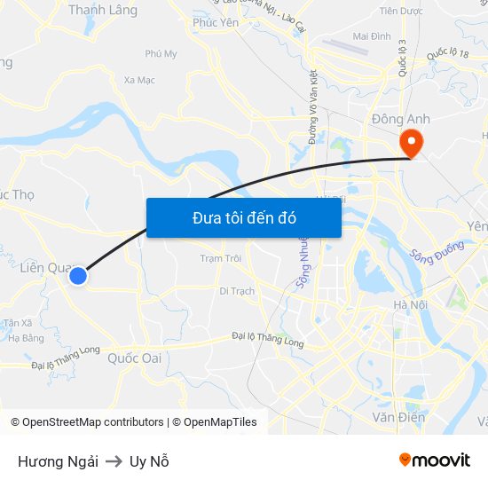 Hương Ngải to Uy Nỗ map