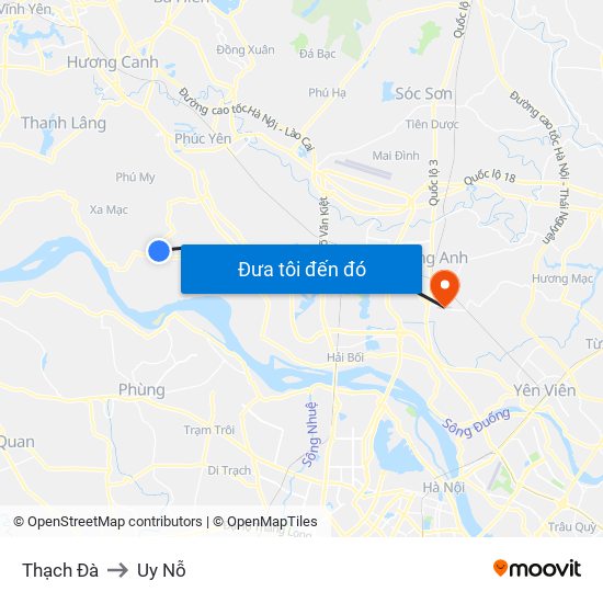 Thạch Đà to Uy Nỗ map