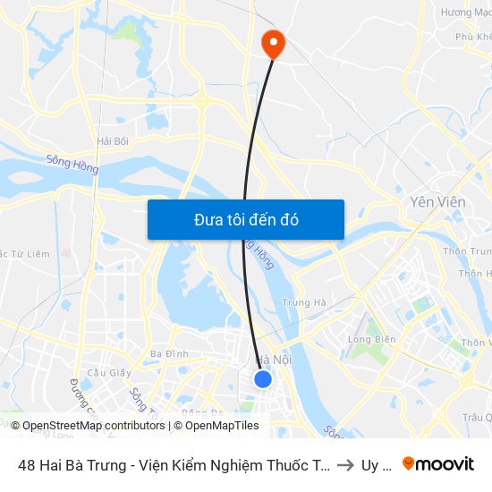 48 Hai Bà Trưng - Viện Kiểm Nghiệm Thuốc Trung Ương to Uy Nỗ map