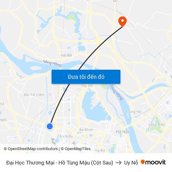 Đại Học Thương Mại - Hồ Tùng Mậu (Cột Sau) to Uy Nỗ map