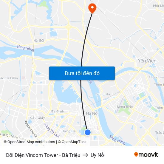 Đối Diện Vincom Tower - Bà Triệu to Uy Nỗ map